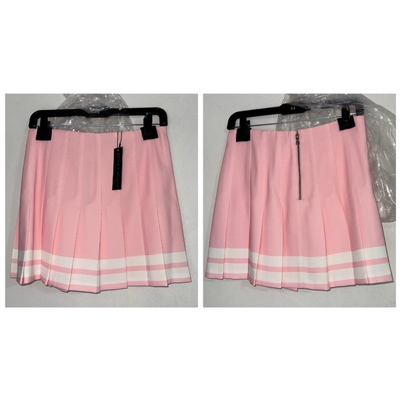 Alice + Olivia Carter Pink Pleated Varsity Striped Mini Skirt - Picture 11 of 16